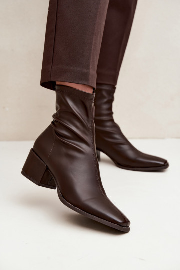 Bottines à talons pour femmes de type Klocek en simili cuir chocolat Rosley 2