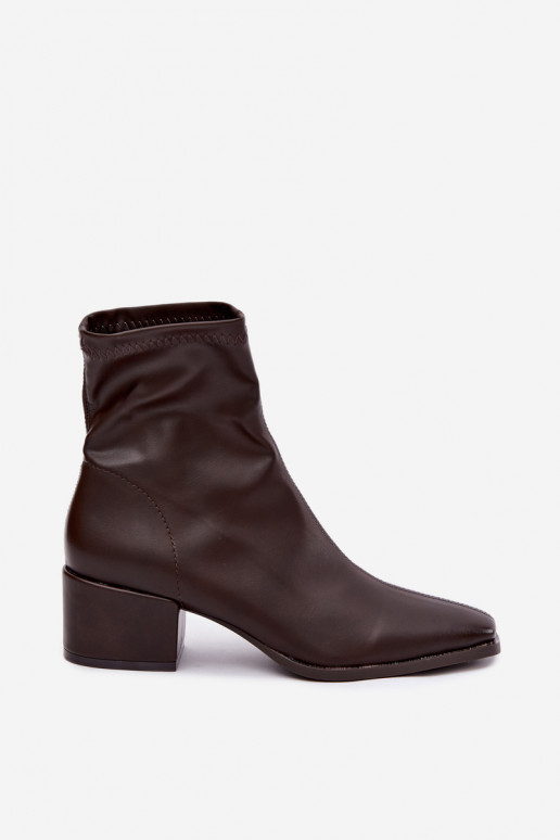 Bottines à talons pour femmes de type Klocek en simili cuir chocolat Rosley