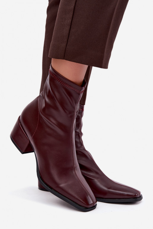 Bottines à talons pour femmes de type Klocek en simili cuir bordeaux Rosley