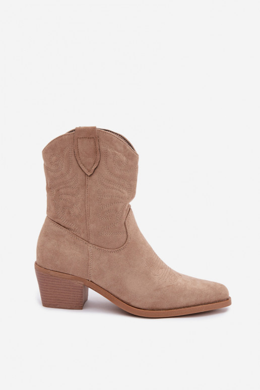 bottines cowboy en fausse fourrure avec talons en couleur sable Corlie