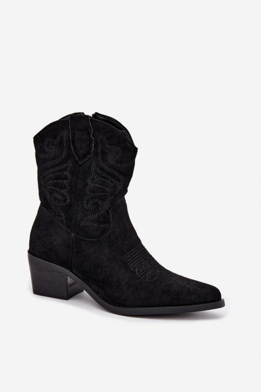bottines cowboy en fausse fourrure avec talons en couleur noire Corlie