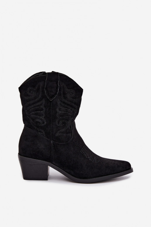 bottines cowboy en fausse fourrure avec talons en couleur noire Corlie