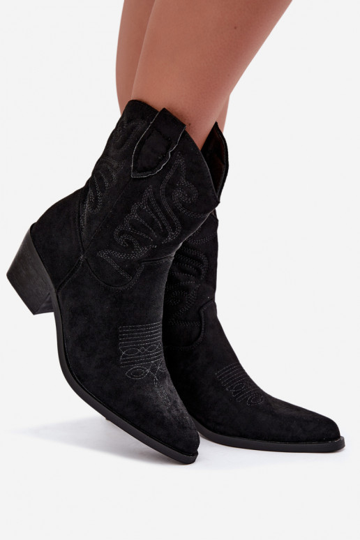 bottines cowboy en fausse fourrure avec talons en couleur noire Corlie