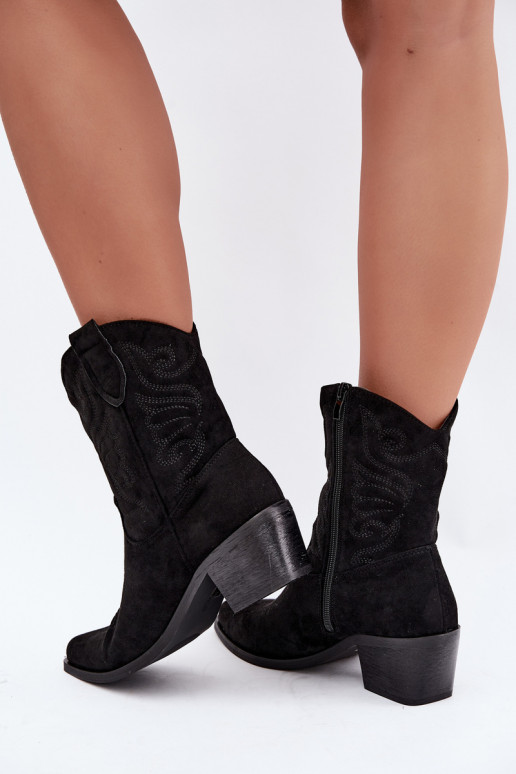 bottines cowboy en fausse fourrure avec talons en couleur noire Corlie