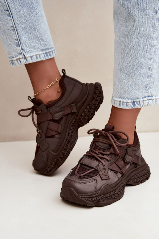 sneakers à rayures en couleur chocolat Ellery