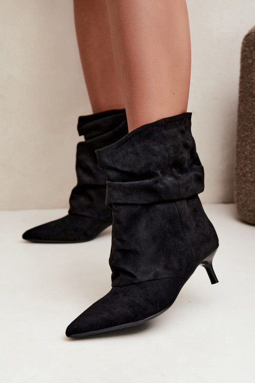 bottines slouchy à enfiler avec talons en couleur noire Farren