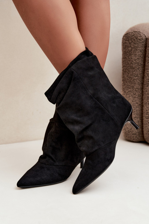 bottines slouchy à enfiler avec talons en couleur noire Farren