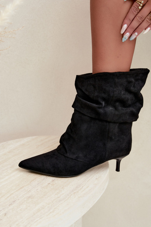 bottines slouchy à enfiler avec talons en couleur noire Farren