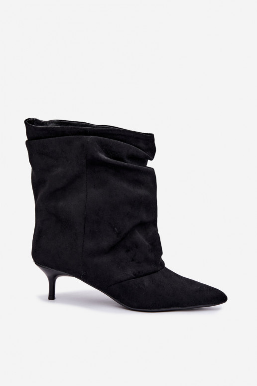 bottines slouchy à enfiler avec talons en couleur noire Farren