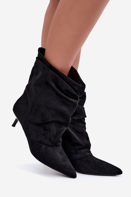 bottines slouchy à enfiler avec talons en couleur noire Farren