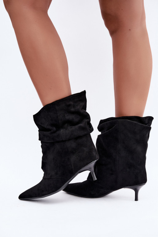 bottines slouchy à enfiler avec talons en couleur noire Farren