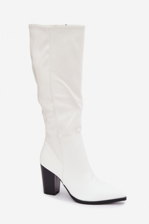 bottes longues en fausse fourrure sur la tige en cuir synthétique blanc Drelia