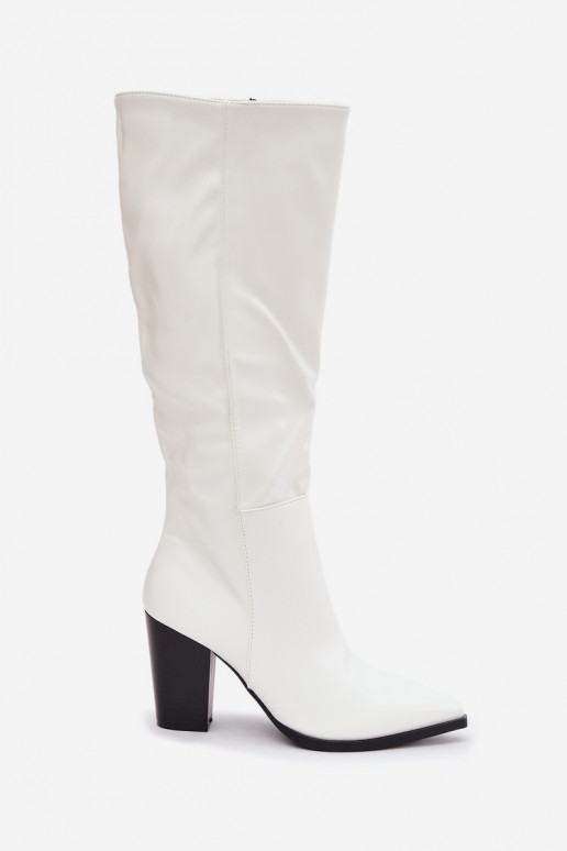 bottes longues en fausse fourrure sur la tige en cuir synthétique blanc Drelia