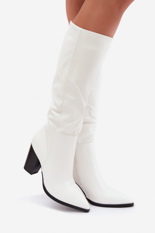 bottes longues en fausse fourrure sur la tige en cuir synthétique blanc Drelia
