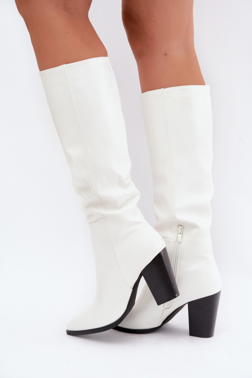 bottes longues en fausse fourrure sur la tige en cuir synthétique blanc Drelia