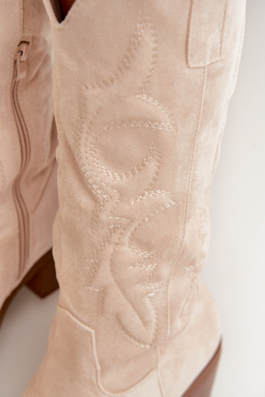 bottes cowboy longues avec talons en couleur ivoire INesly