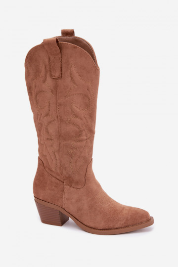 bottes cowboy longues avec talons en couleur marron INesly 2