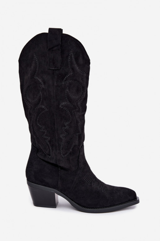 bottes cowboy longues avec talons en couleur noire INesly