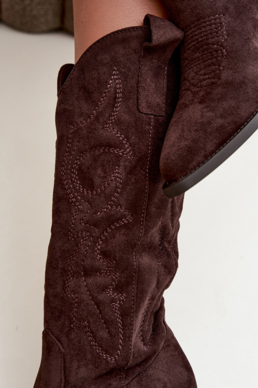 bottes cowboy longues avec talons en couleur chocolat INesly