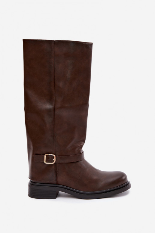 bottes longues pour femmes avec boucles en couleur chocolat Elland