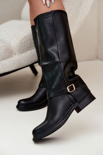 bottes hautes pour femmes avec boucles en noir Elland 2