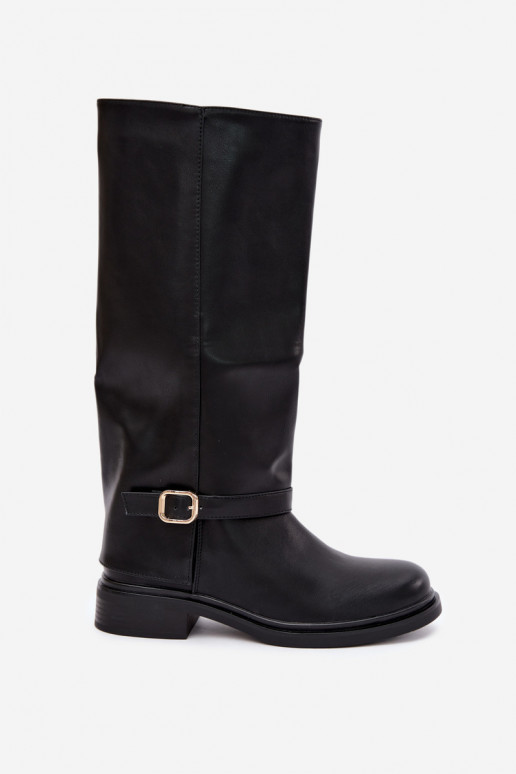 bottes hautes pour femmes avec boucles en noir Elland