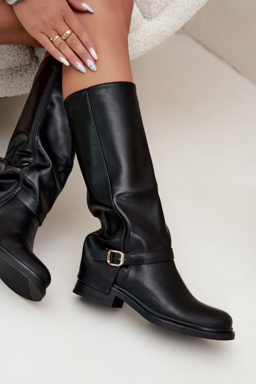 bottes hautes pour femmes avec boucles en noir Elland