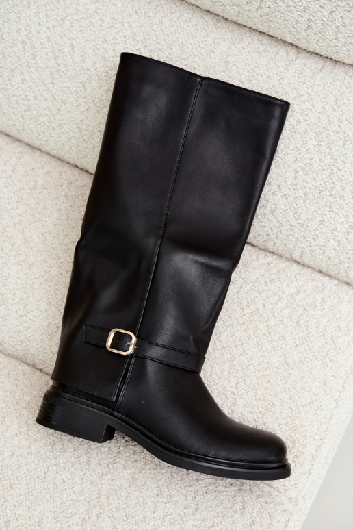 bottes hautes pour femmes avec boucles en noir Elland