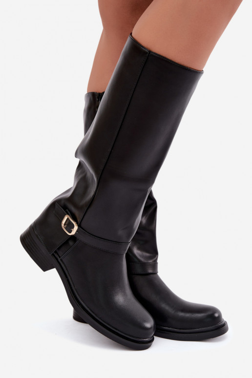 bottes hautes pour femmes avec boucles en noir Elland