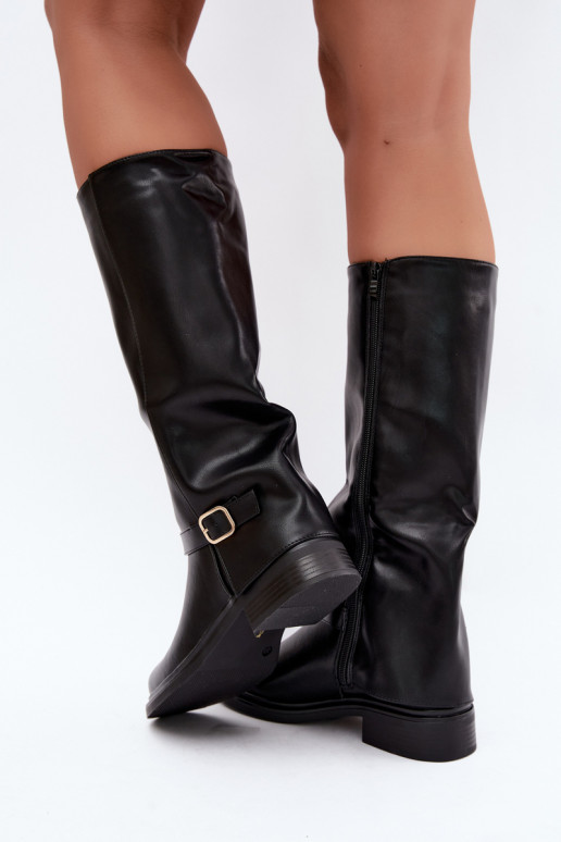 bottes hautes pour femmes avec boucles en noir Elland