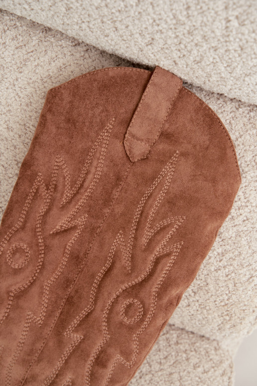 bottes hautes pour femmes de style cowboy avec talons en marron Glenor