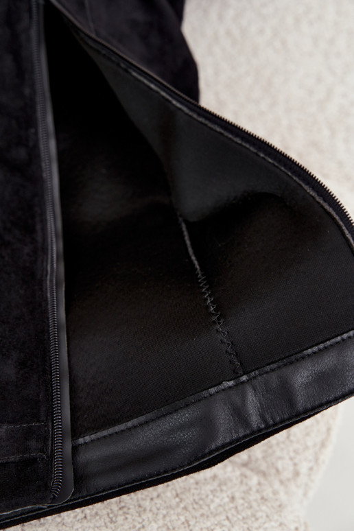 bottes hautes pour femmes avec tige cousue sur un petit talon en simili daim noir Gisellea