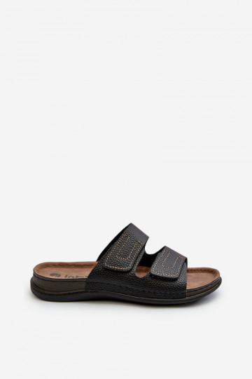 chaussons confortables pour hommes avec sangles et fermetures adhésives Inblu GV00002I en noir 2