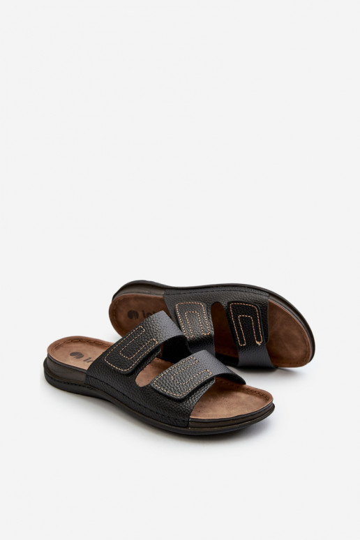 chaussons confortables pour hommes avec sangles et fermetures adhésives Inblu GV00002I en noir