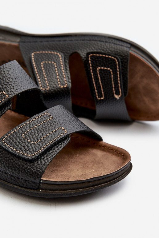 chaussons confortables pour hommes avec sangles et fermetures adhésives Inblu GV00002I en noir