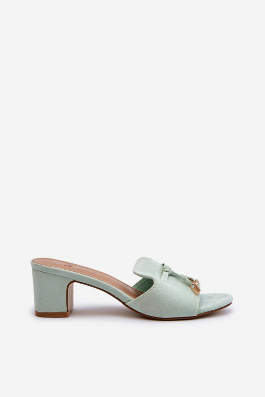 chaussons pour femmes avec talons en daim synthétique en menthe