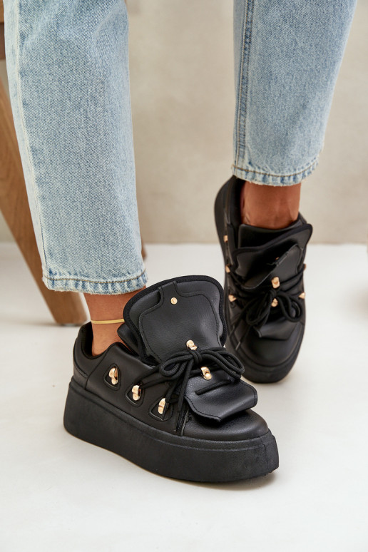 baskets pour femmes avec plateforme en noir