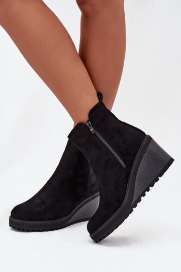bottines isolées en daim synthétique en noir 2