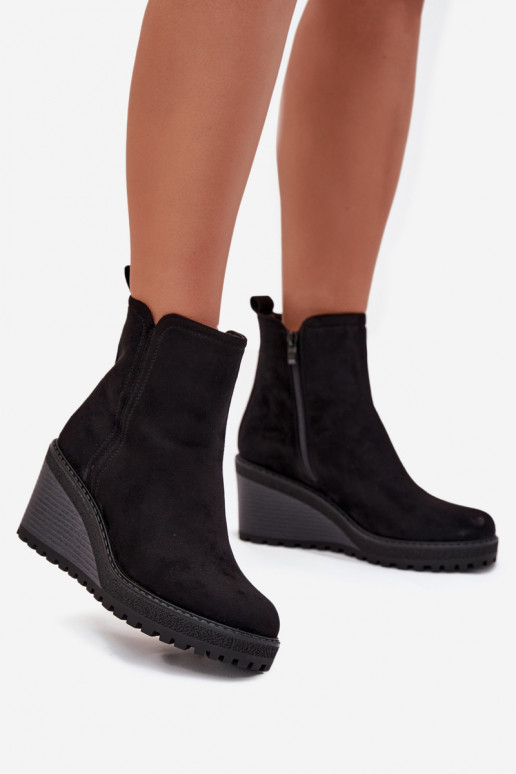 bottines isolées en daim synthétique en noir