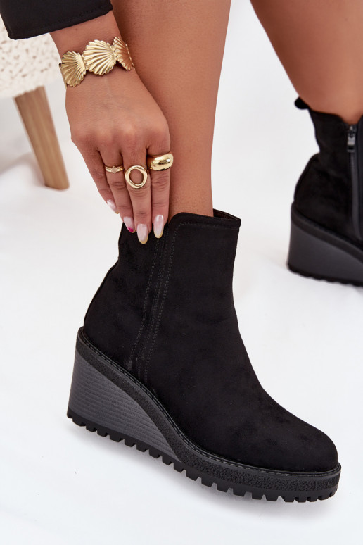 bottines isolées en daim synthétique en noir