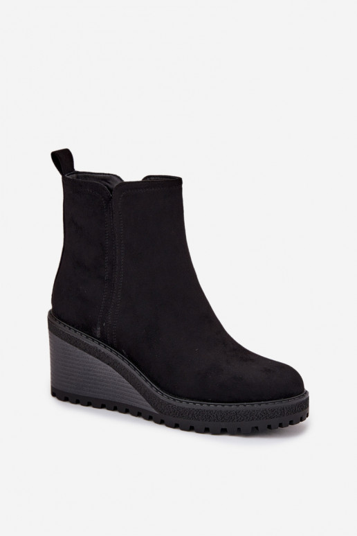 bottines isolées en daim synthétique en noir