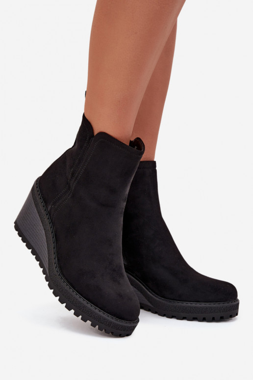 bottines isolées en daim synthétique en noir
