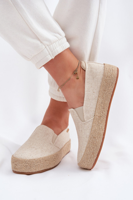 Espadrilles beiges avec plateforme Big Star TT274089