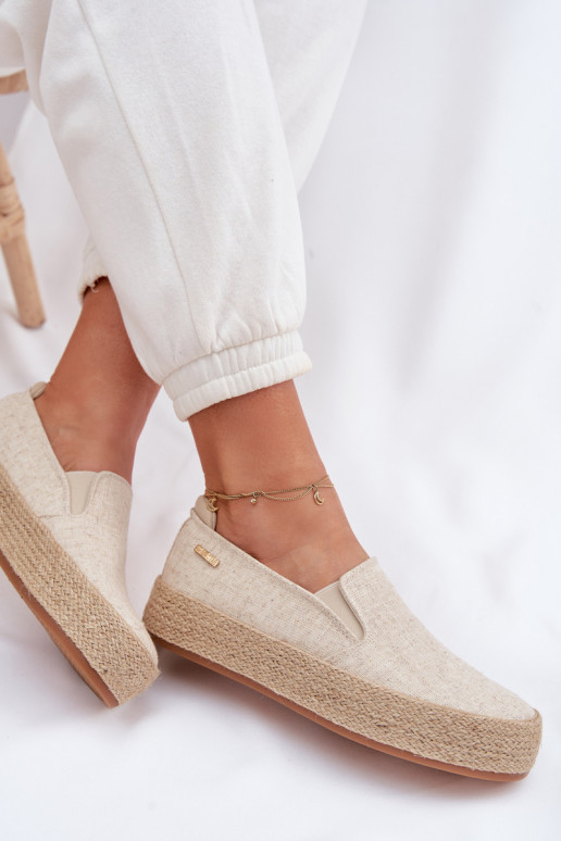 Espadrilles beiges avec plateforme Big Star TT274089