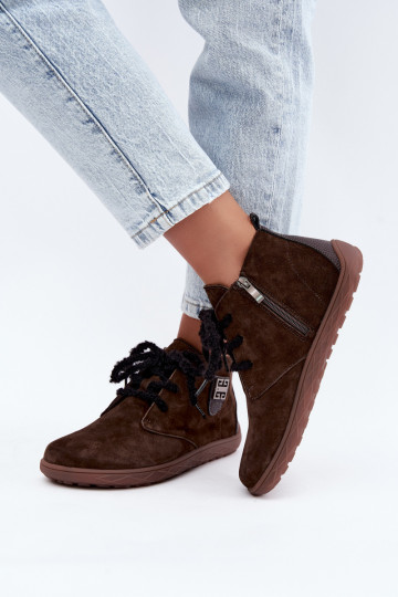 Chaussures barefoot en daim synthétique pour femmes en couleur chocolat Abera 2