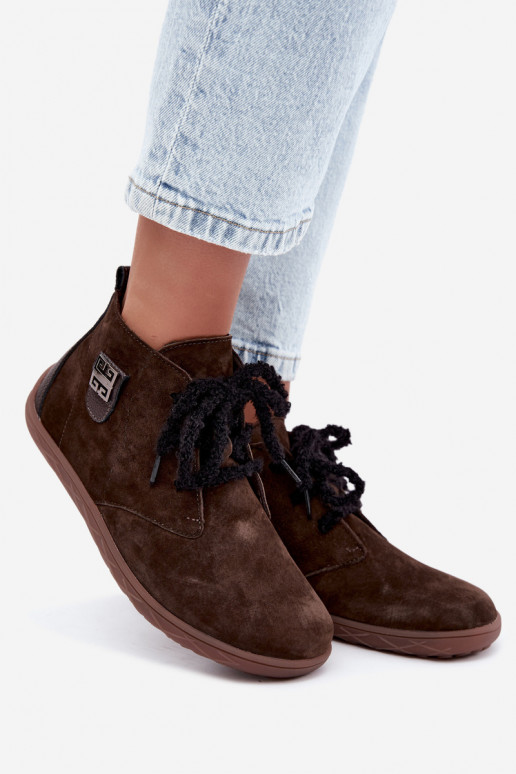 Chaussures barefoot en daim synthétique pour femmes en couleur chocolat Abera