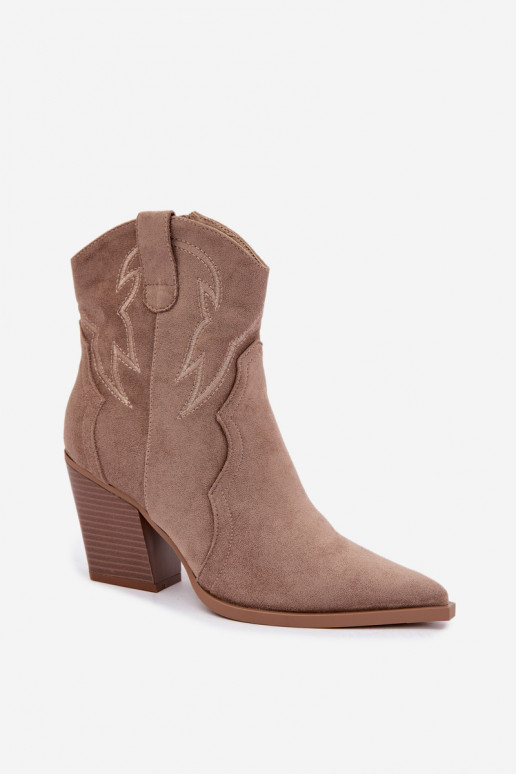 Bottines style cowboy pour femmes avec talons en couleur sable Berella