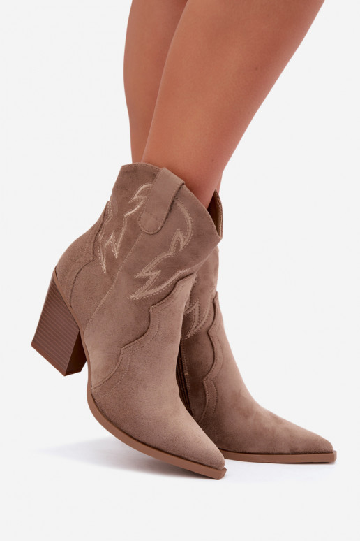 Bottines style cowboy pour femmes avec talons en couleur sable Berella
