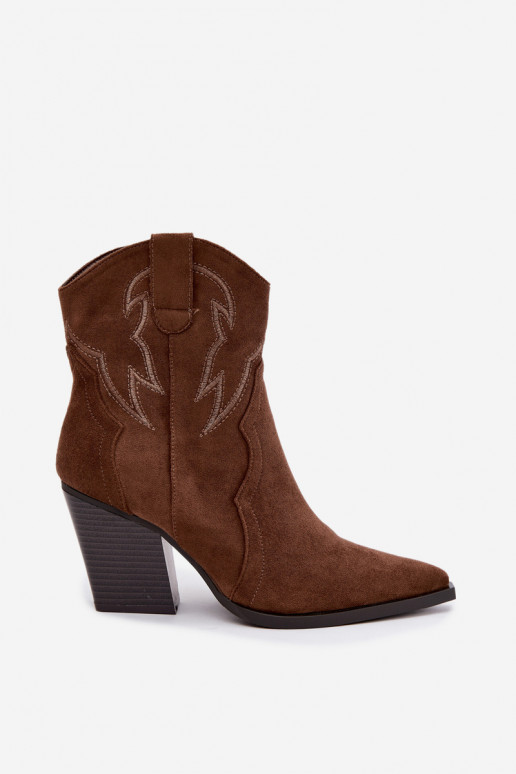Bottines style cowboy pour femmes avec talons en couleur marron Berella
