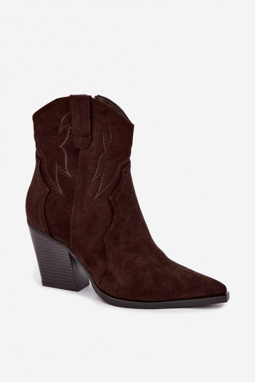 Bottines style cowboy pour femmes avec talons en couleur chocolat Berella